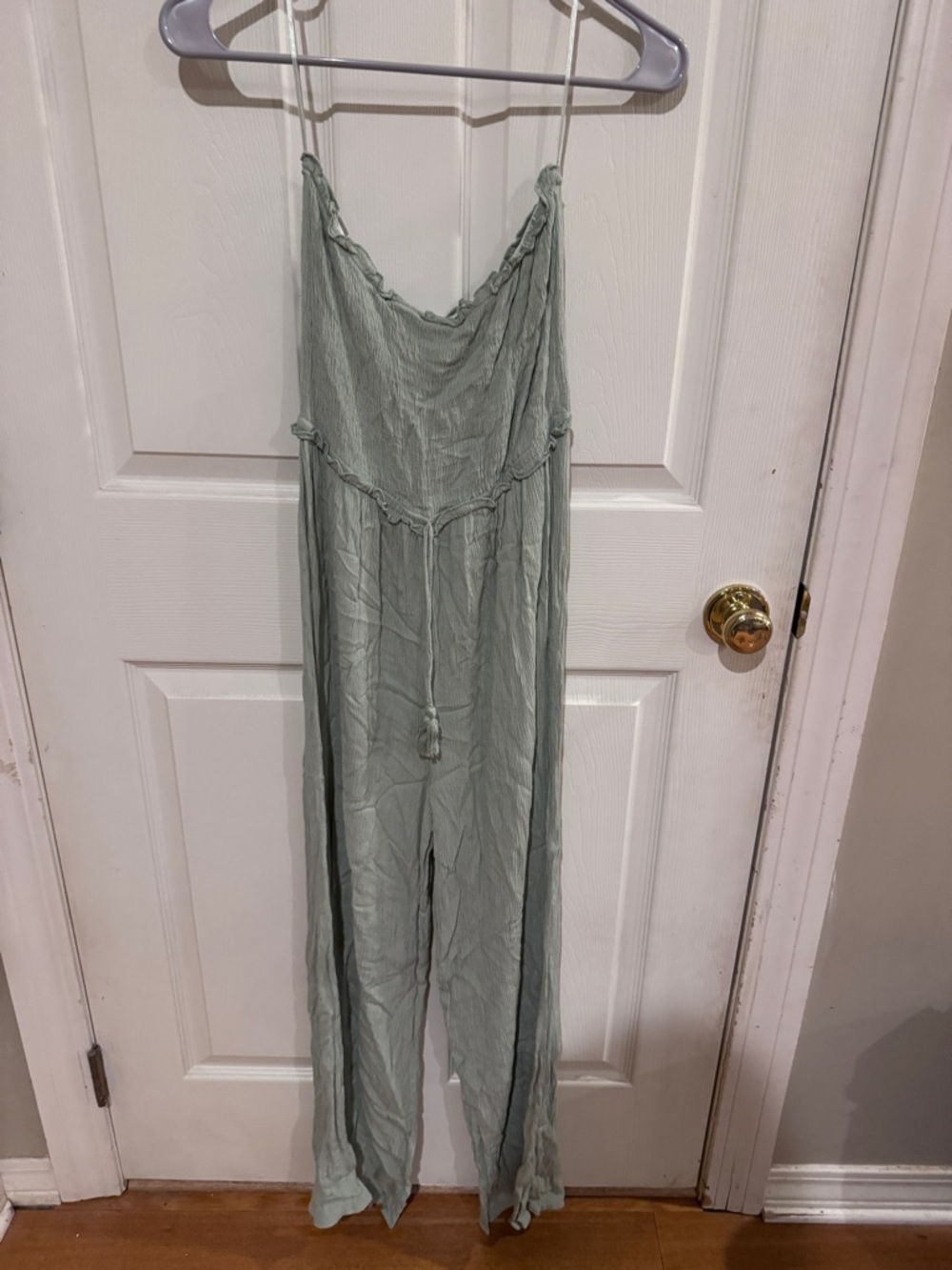 Sage Green Lightweight Spaghetti-Strap Jumpsuit